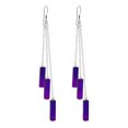 thumbnail image 2 of Purple Glass Triple Strand Sterling Silver Chain Dangle Earrings for Female Adult Anniversary, 2 of 5