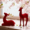 thumbnail image 5 of Festive Elk Decoration Set – Standing and Lying Flocked Elks, Ideal for Christmas Tabletop Display, 5 of 10