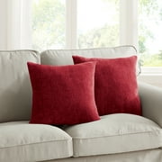 Mainstays Solid Chenille Decorative Pillow Set, Red, 18" x 18", 2 Pieces