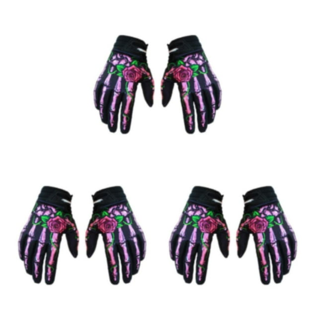Maytalsory Lightweight And Shockproof Skeleton Riding Gloves For Autumn Winter Breathable And Comfortable Nylon Quick-drying pink XL 3Set