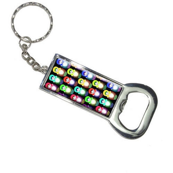 Russian Nesting Dolls On Black Keychain Bottle Bottlecap Opener