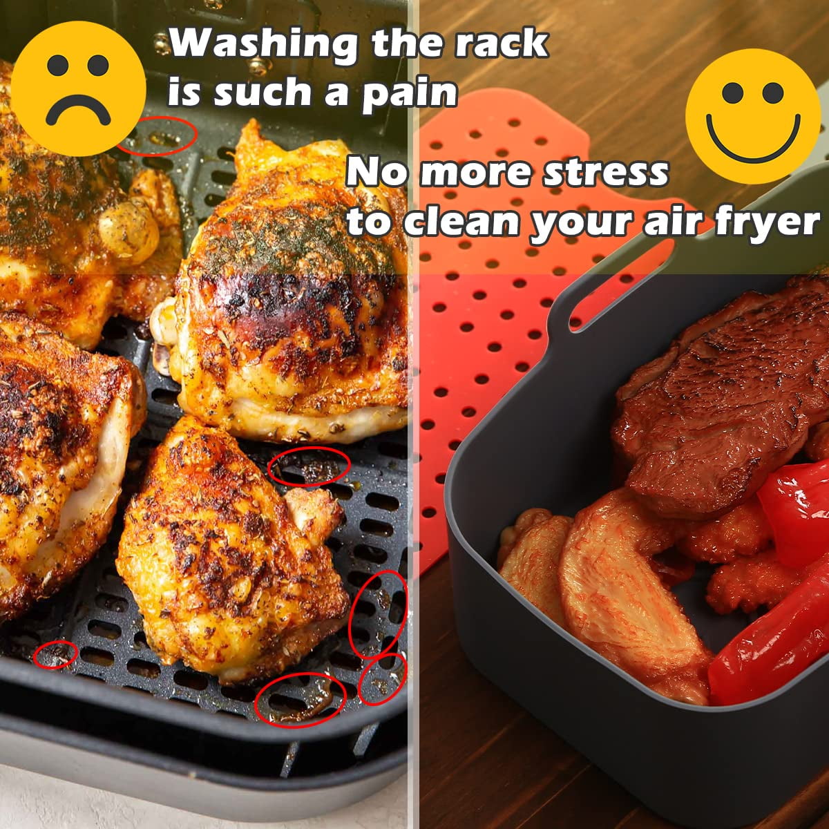 OUTXE 2-Pack 10 QT Silicone Air Fryer Liners for Ninja Dual Zone DZ401