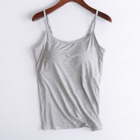 

Yuwull Ladies Camisole Tak Top with Built in Bras No Steel Rings Cup One Body Bottom Underwear Yoga Sports Vest Gray 12