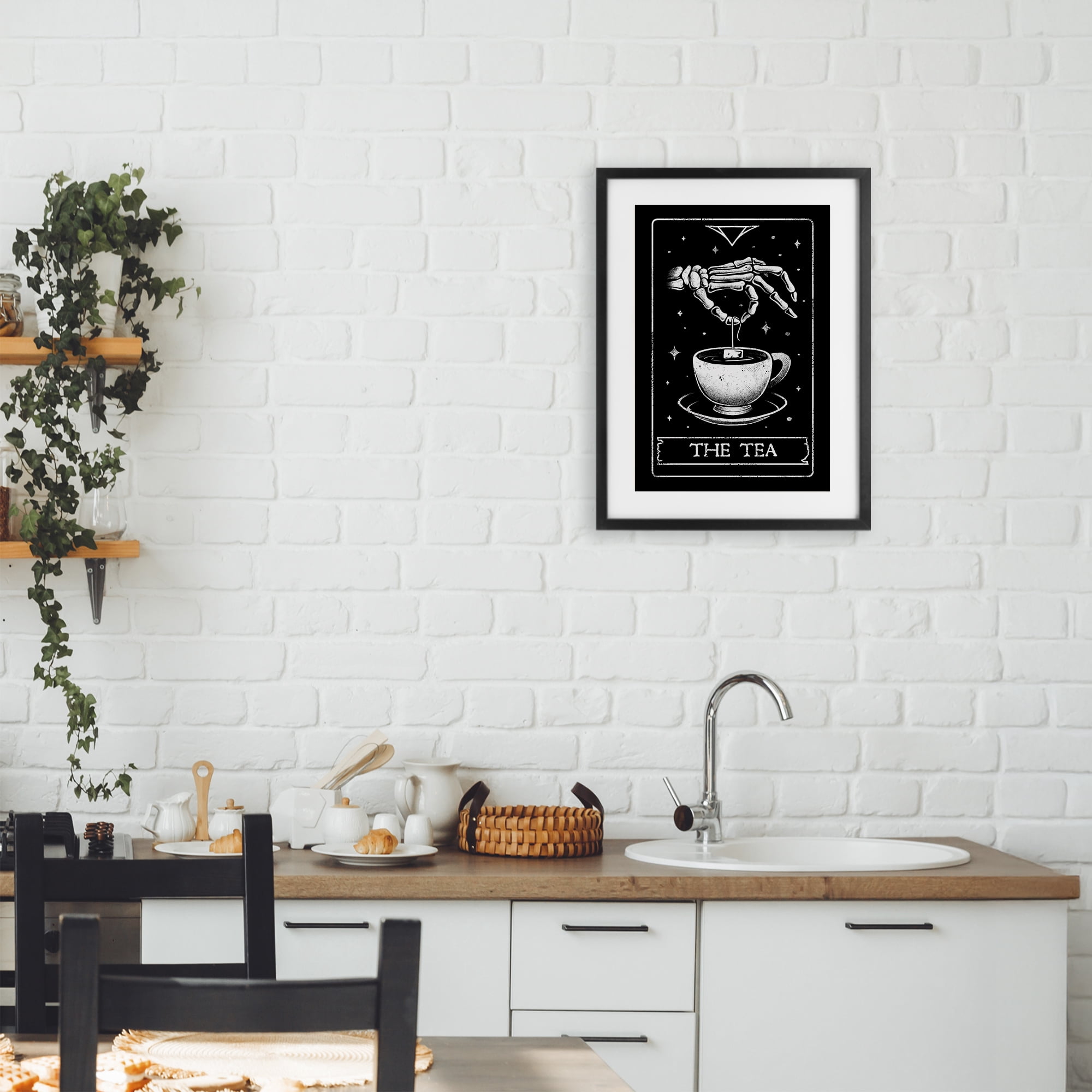 Stupell Industries The Tea Skeleton Tarot Black Framed Print Under Glass, design by EduEly Designs