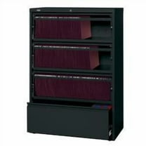 Hirsh 36 inch Wide 4 Drawer Metal Lateral File Cabinet with Roll-Out Shelves for Home and Office, Holds Letter, Legal and A4 Hanging Folders, Black