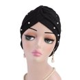 thumbnail image 4 of Windfall Women Elastic Glitter Big Flower Turban Chemo Beanie Hair Loss Chemo Cap Hat, 4 of 6
