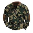 thumbnail image 2 of Men's Fashion Casual Half Zip Camouflage Sweatshirt, Loose Fit Long Sleeve Hoodie, Military Style Streetwear for Outdoor, Christmas, Fall Winter, Hiking and Camp,Army Green,L, 2 of 7