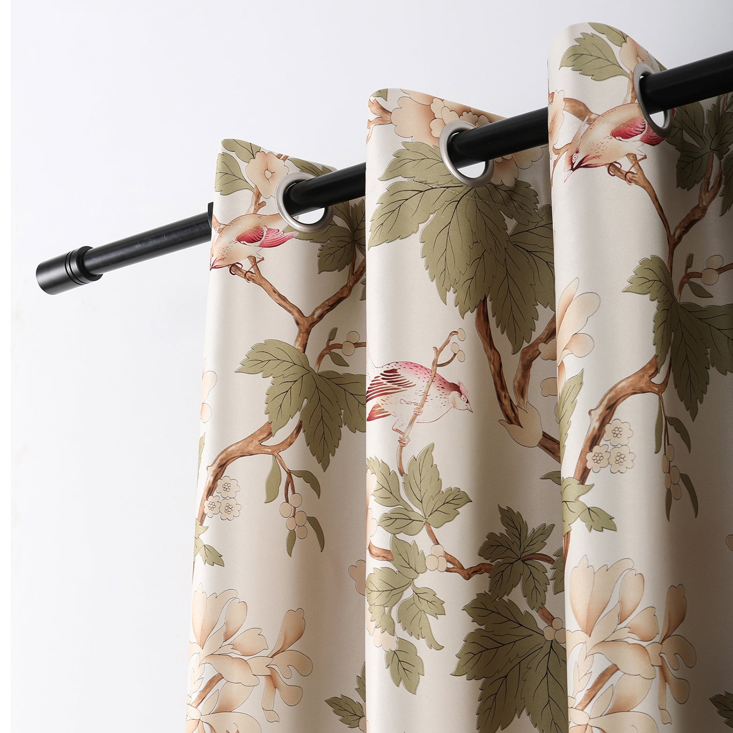 VOGOL Thermal Insulated Floral Blossoming Blackout Curtains, Room Darkening Window Panel Drapes for Bedroom, Living Room, Grommet Top, W52xL84, 2 Panels