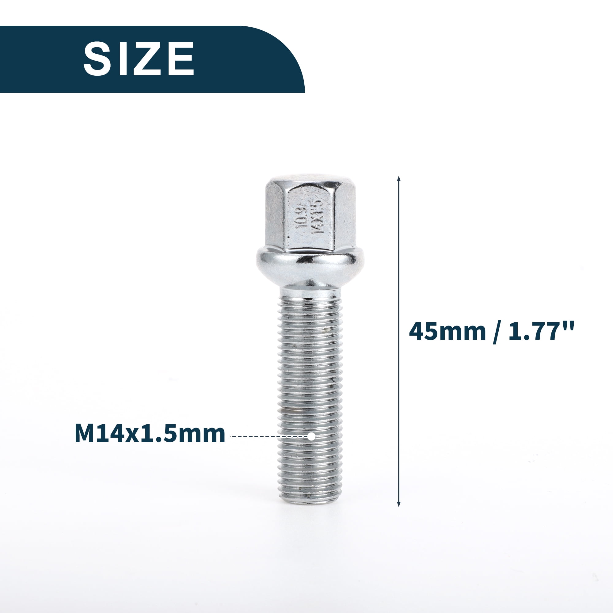 Unique Bargains Ball Seat Wheel Lug Bolt for Volkswagen M14x1.5 Pack of 10