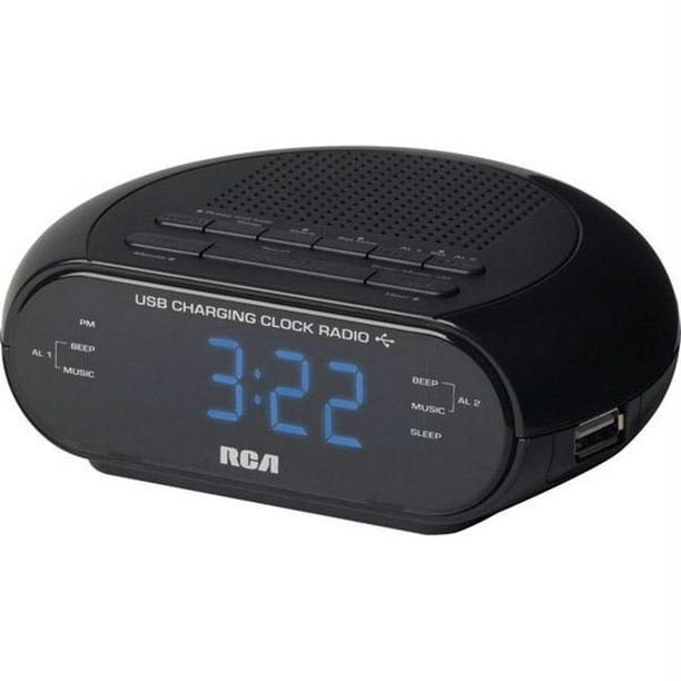 RCA Dual Wake Alarm Clock Radio with USB Port