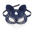 thumbnail image 3 of Pompon en Métal pour Femmes en Cuir PU pour Performance sur Scène, Jeu de Rôles, Bleu Foncé, 3 of 7