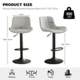 thumbnail image 2 of RESTWORLD 2PCS Grey Adjustable 360° Swivel Bar Stools PU Leather Cushion With Backrest Footrest For Kitchen Island Home Bar Dining Room, 2 of 7
