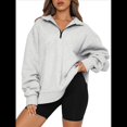 thumbnail image 2 of Sudaderas de Gran Tamaño para Mujer, Suéteres de Otoño, Sudaderas con Capucha de Moda, Jersey con Media Cremallera, Camisas de Larga, Ropa Gris S, 2 of 10