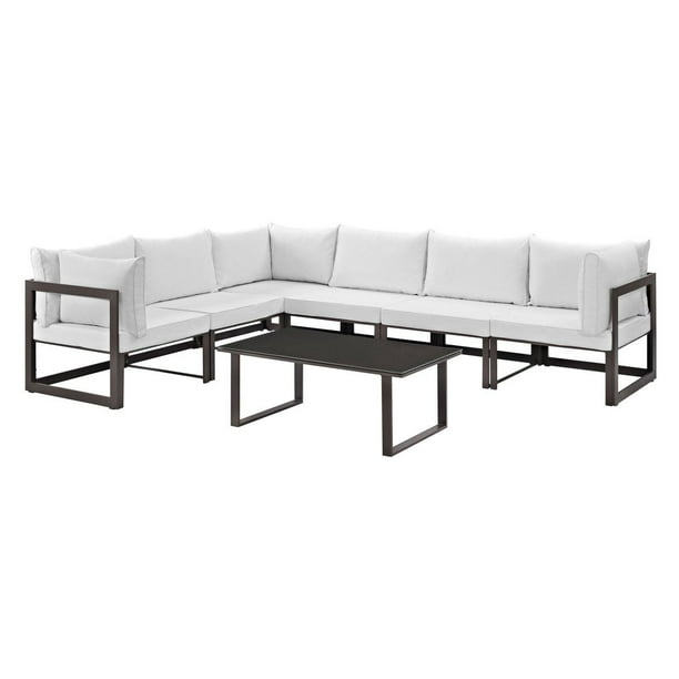 Modway Fortuna 7 Piece Aluminum Patio Sectional Sofa Set