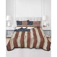thumbnail image 2 of Twin Quilt Bedding Set, Vintage American Flag Reversible Summer Quilt 3 Pieces, USA Flag Retro Blue Red Lightweight Bedspreads Coverlets with 2 Pillow Shams for All Seasons, 2 of 5