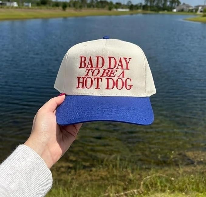Bad Day To Be A Hot Dog Hat, Funny Hat, Embroidered Trucker Hat, Hats for Women, Gifts for Her