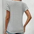 thumbnail image 5 of Shirts for Women Trendy Striped V-Neck Short Sleeve Tops Casual Loose Fit Daily Work Sports T Shirts, 5 of 5