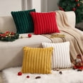 thumbnail image 2 of Taibuwu throw pillow covers set of 2 soft pillowcase with velvet back faux rabbit fur cushion covers decorative home decor for couch sofa bedroom livingroom, 2 of 5