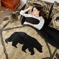thumbnail image 4 of Homewish Rustic Bear Print Bedding Comforter Set 7pcs for Men, Jungle Plant Botanical Queen Bedding Sets, Hippie Western Animal Reversible Queen Sheet Sets, Lightweight Room Decor, 4 of 7
