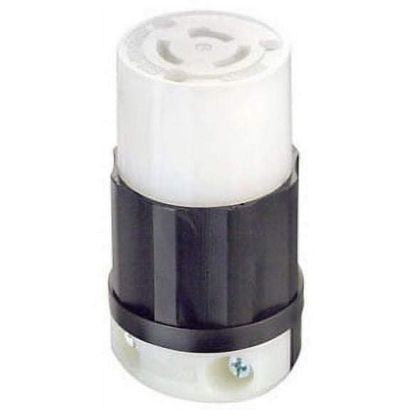 Leviton 7314-C Locking Connector, Non-NEMA, 20A-250V, 10A-600V, Black/White