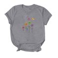 thumbnail image 4 of Birdeem T-Shirt Décontracté pour Femmes Imprimé Col Rond Manches Courtes Chandail Blouse Tops, 4 of 4