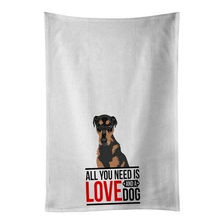 

Rottweiler Black and Tan #2 White Kitchen Towel Set of 2 19 in x 28 in