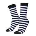thumbnail image 1 of Fotbe Navy Blue And White Stripes Calcetas Largas con Estampado para Hombre y Mujer – Calcetas de Compresión Transpirables y Elásticas, Viajar y Uso Diario Talla 5-11, 1 of 6