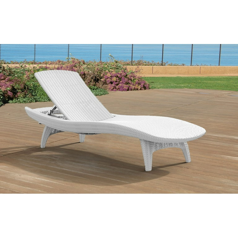 Keter Pacific Chaise Sun Lounger 2 Pack Adjustable Resin Outdoor Lounge Chairs White Walmart