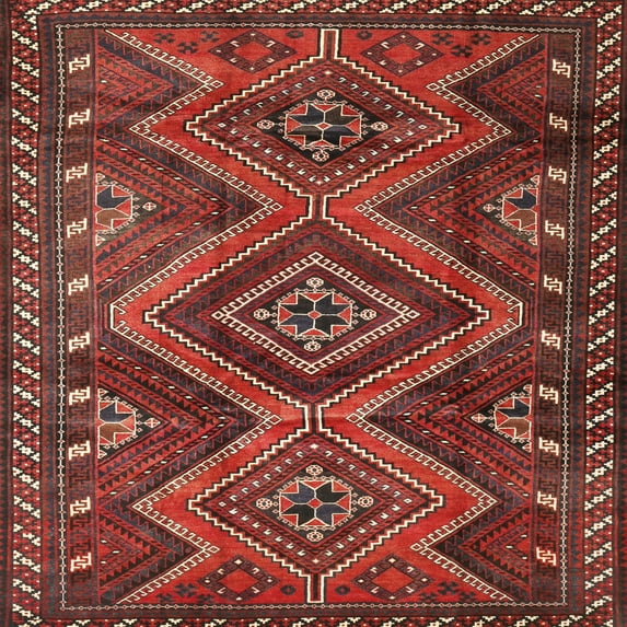 Ahgly Company Indoor Square Traditional Sienna Brown Persian Area Rugs, 4' Square