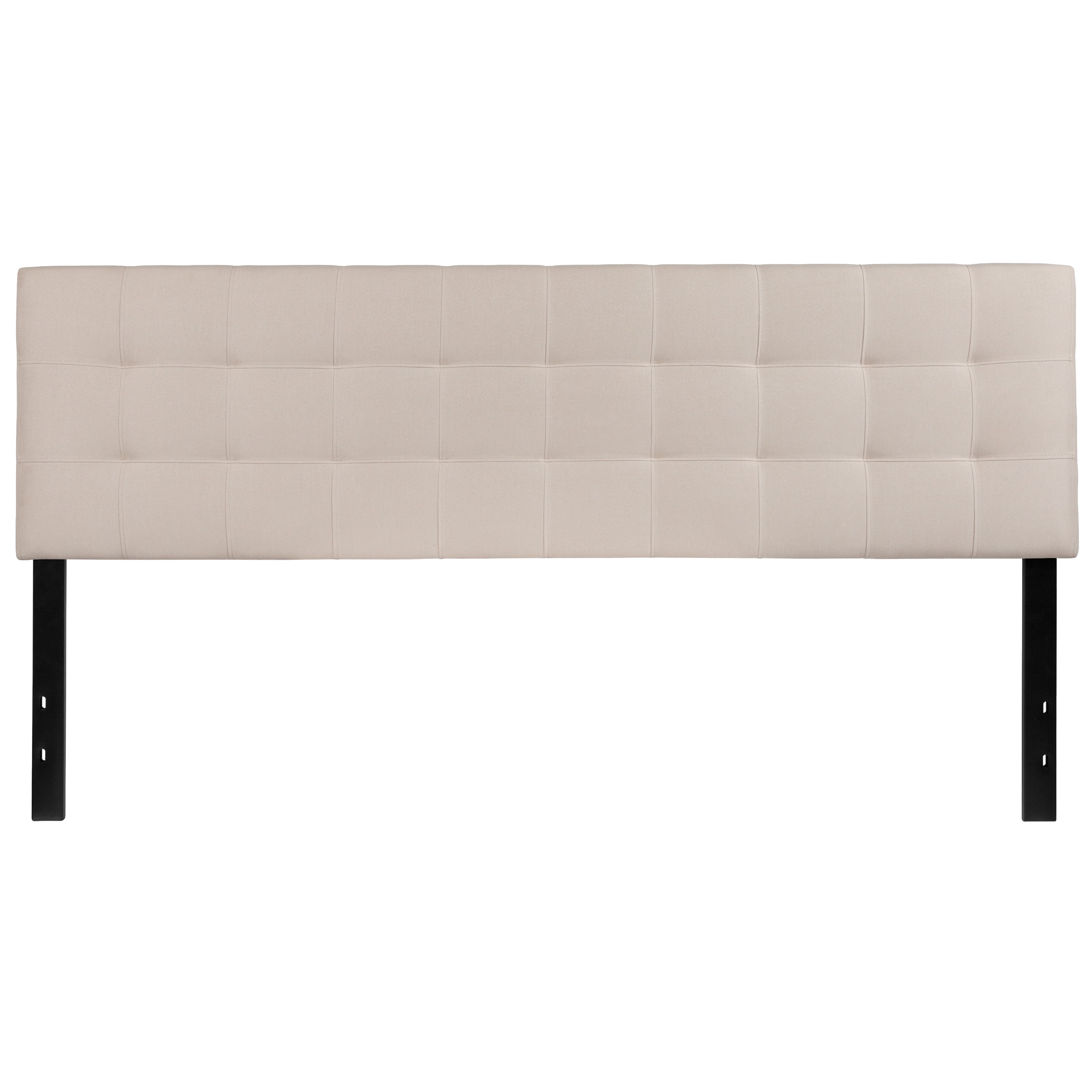 Emma + Oliver Quilted Tufted Upholstered King Size Headboard in Beige Fabric