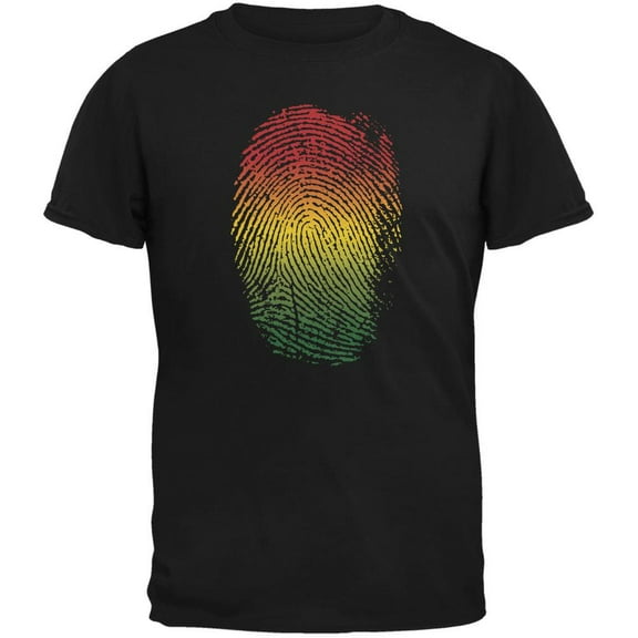 Rastafarian Thumbprint Black Adult T-Shirt - 2X-Large