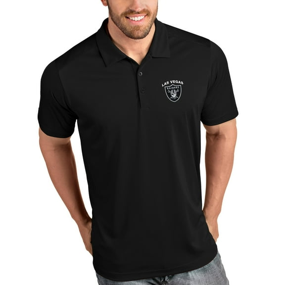 Men's Antigua Black Las Vegas Raiders Team Tribute Polo