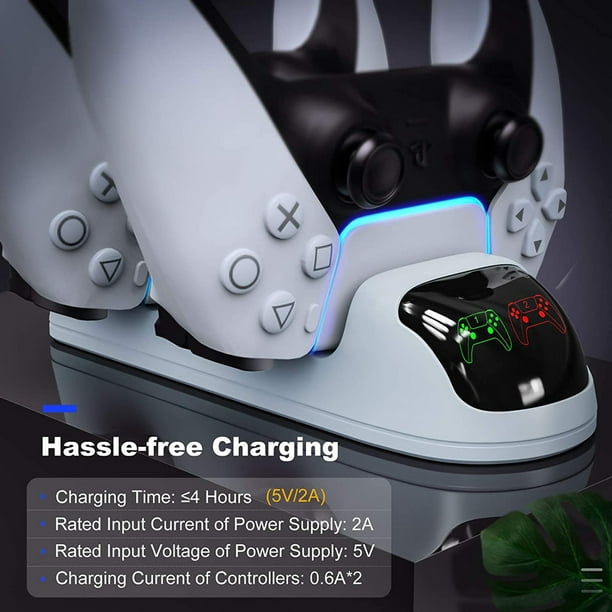 Chargeur Manette PS5,Station de Chargement Compatible avec Manettes  DualSense ps5,Support Double USB de Charge Rapide avec Indicateur LED pour Manette  PS5 : : Jeux vidéo