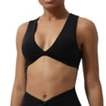 thumbnail image 1 of Xfvqtps Sports Bra for Women Racerback Deep V Neck Standard Strap Padded Elastic Breathable Yoga Athletic Exercise Bras Black, 1 of 6