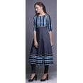 thumbnail image 3 of Bimba Indigo Blue4 Shibori Stripe Print Long Anarkali For Women Indian Kurti Casual Ethnic Tunic X-Large, 3 of 5