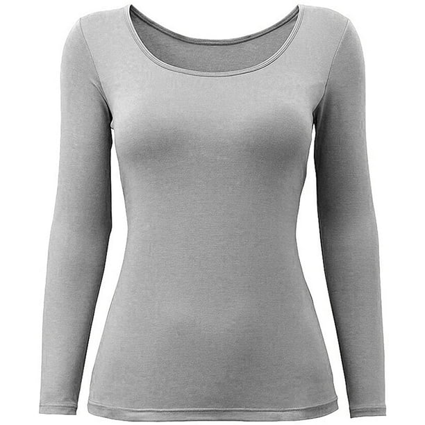 Womens Thermal Built-in Bra Padded Yoga Camisole Casual Long