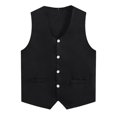 thumbnail image 3 of Manyakai Unisex Adult Volunteer Activity Vest Solid Color Waiter Uniform Waistcoat Sleeveless Party Black XXL, 3 of 9