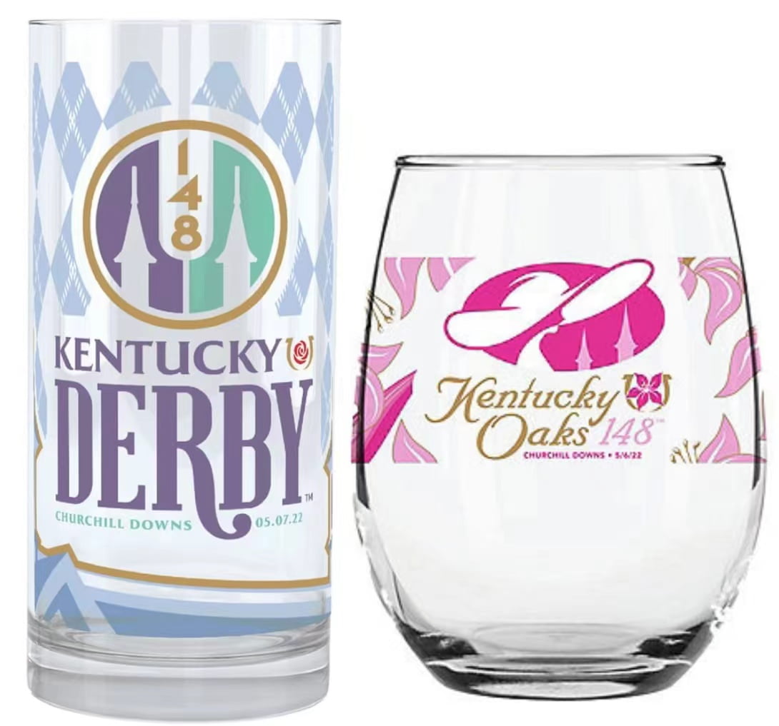 1992 Kentucky Official Derby Trivia Glass Glasses.