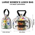 thumbnail image 5 of Pioneer Flower Drawstring Lunch Bag Women - Drawstring Lunch Bag Insulated for Work Office - Stain-Resistant Large Lunchbags for Women with Multi-Pockets, 5 of 6