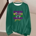 thumbnail image 4 of Craaazy Women's Crew Neck Long Sleeve Mardi Gras Loose Shirts Gifts, 4 of 5