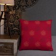 thumbnail image 5 of Whimsical Wisdom Black & Gold Flower Boho Design, Dark Red Background, Polyester 22"x22" Square Accent Pillow for Home Decor, Hidden Zipper, Included Insert, 5 of 9