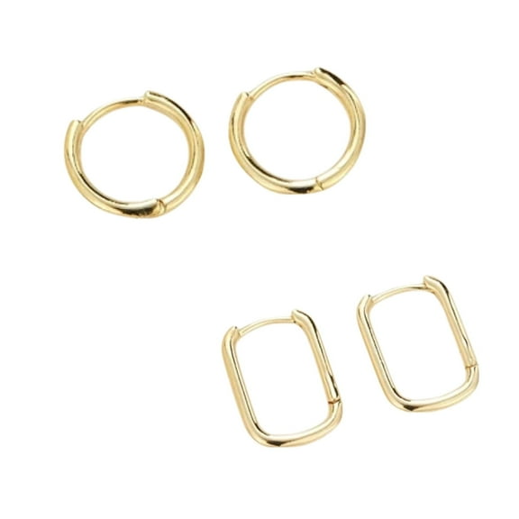 2 Pairs Gold Huggie Hoop Earrings Set for Women – 14K Gold Plated Lightweight Cartilage Earrings, Hypoallergenic Jewelry Gift