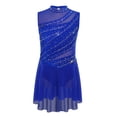 thumbnail image 3 of Aislor Girls Lyrical Dance Mock Neck Ruched Ballet Skirted Leotard Ballerina Ice Skating Dress Blue 14, 3 of 7