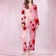 thumbnail image 1 of Puntoco Pijamas para mujer, moda informal para mujer, conjunto de pijama con solapa de manga larga y estampado navideño, conjunto de pijama informal con pantalón superior, 1 of 5