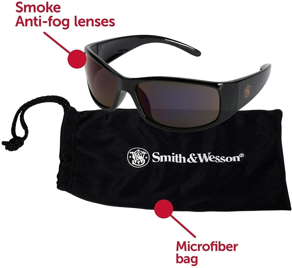 CIRCLE- Smith & Wesson 21303 Protective Safety Sun Glasses Anti-Fog Smoke Gray Lens Z87+