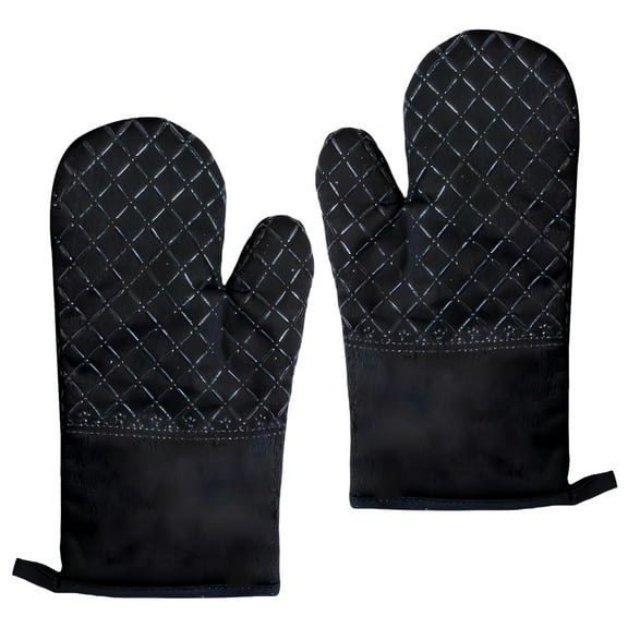 Oven Mitts and Pan Racks 4-Piece Set, Extended Kitchen Oven Mitts and Pan Racks, Heat Resistant 500 °F, Silicone Non-Slip Surface for Baking and Cooking (Black)
