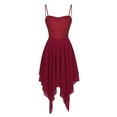thumbnail image 3 of Jizyo Women's Lyrical Dance Dress Sleeveless Asymmetrical Chiffon Skirted Leotard Dancing Dress Wine_Red S, 3 of 7