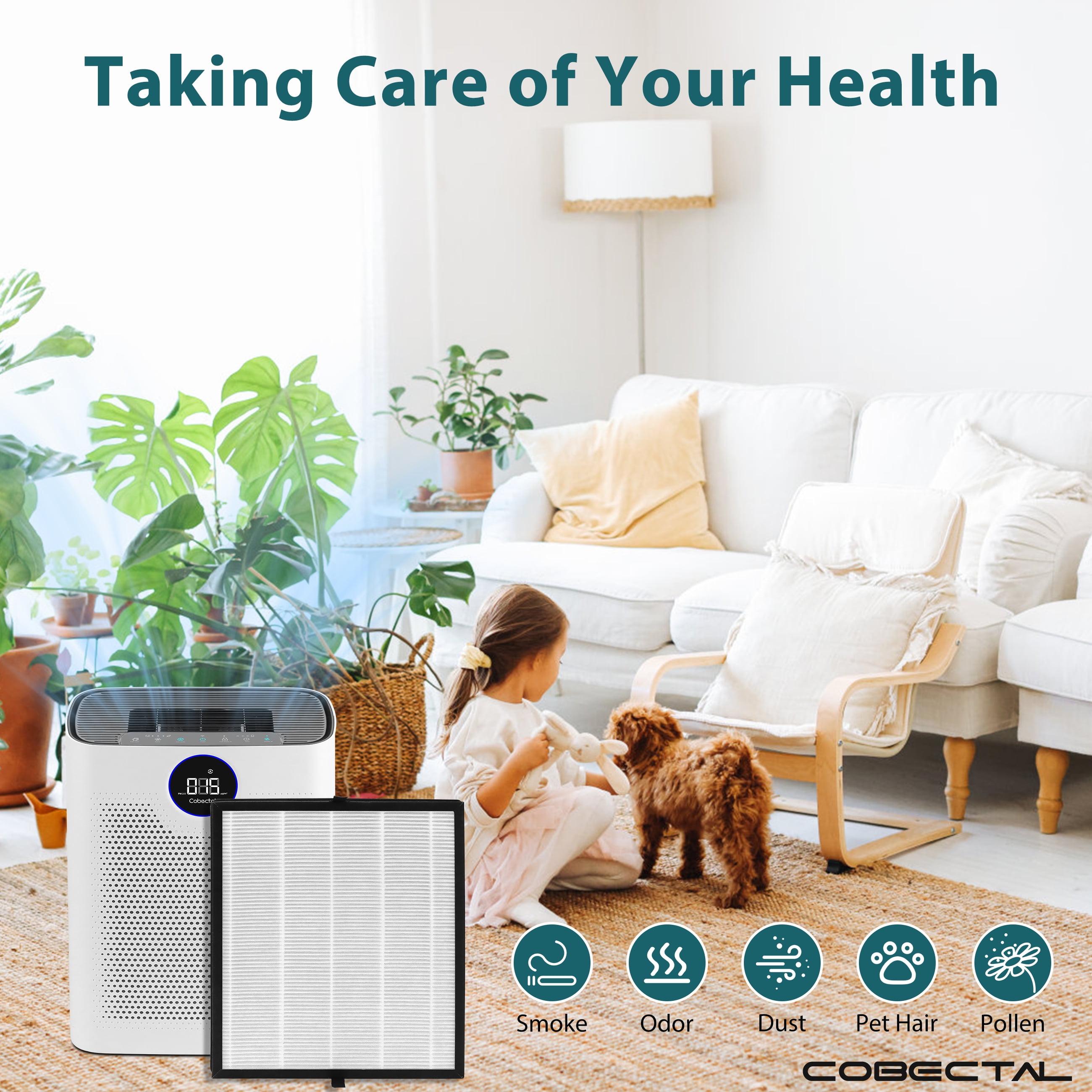 Cobectal Air Purifier Filter H14 True HEPA Replacement Filter ZQA-8000A for Home Air Purifier