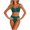 Green, variant on Women's Solid Color Backless Bikini Swimsuit Off-Shoulder High Cut One Piece with Removable Padded Bra, Orange S