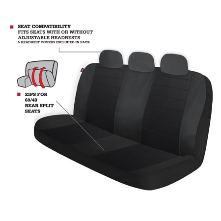 GENUINE DICKIES 3 PIECE ARLINGTON CLOTH TRUCK SEAT COVERS BLACK, 806442NWDI